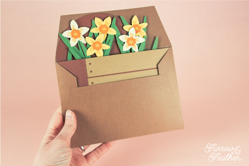 Garden Box with Daffodils Card - Spring Card SVG
