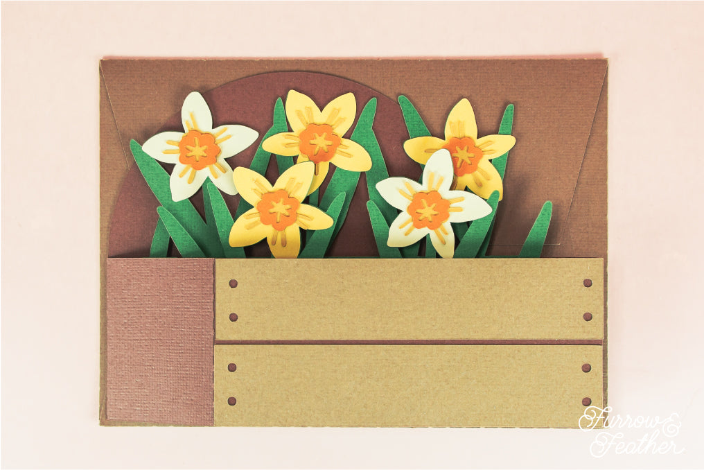 Garden Box with Daffodils Card - Spring Card SVG