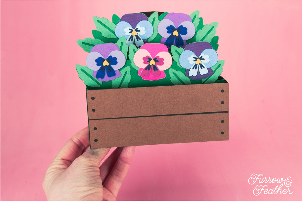 Garden Box with Pansies Card - Spring Card SVG
