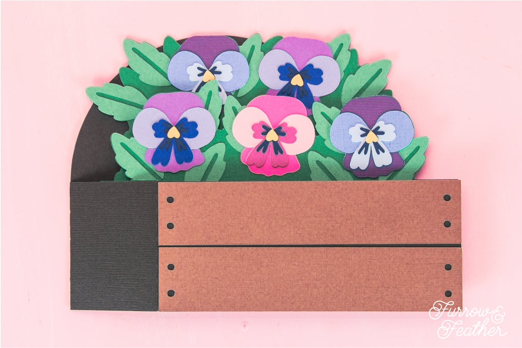 Garden Box with Pansies Card - Spring Card SVG