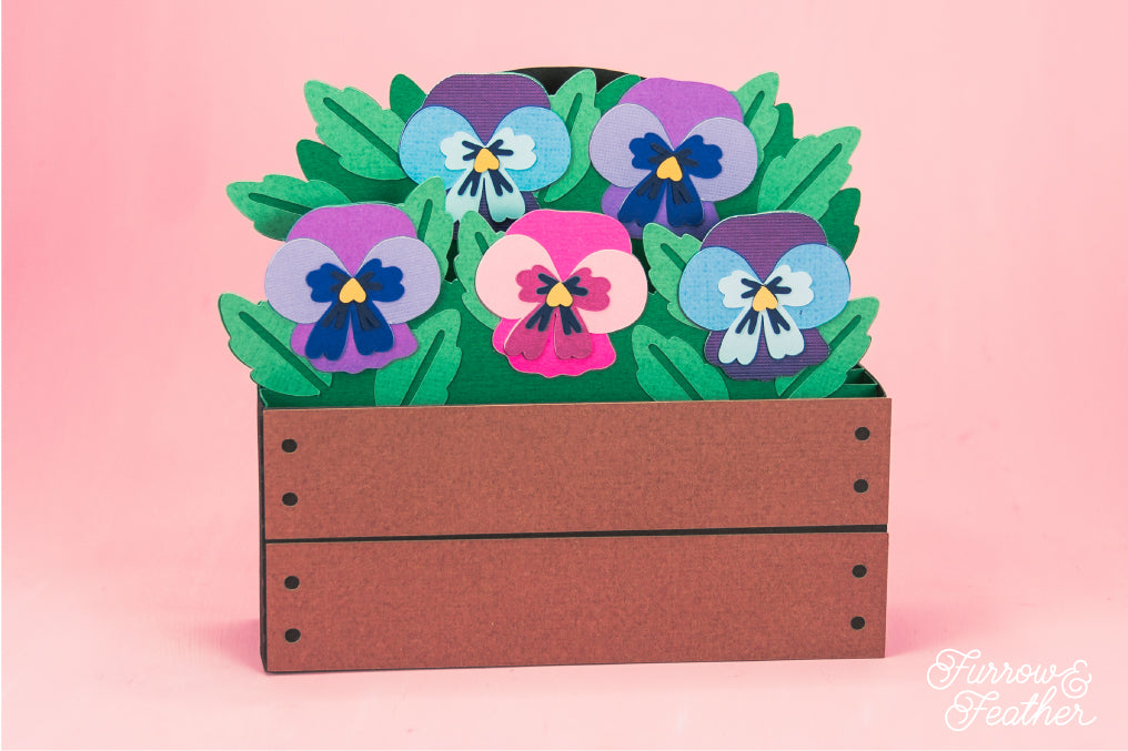 Garden Box with Pansies Card - Spring Card SVG