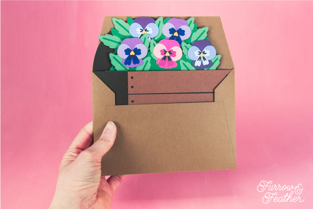 Garden Box with Pansies Card - Spring Card SVG