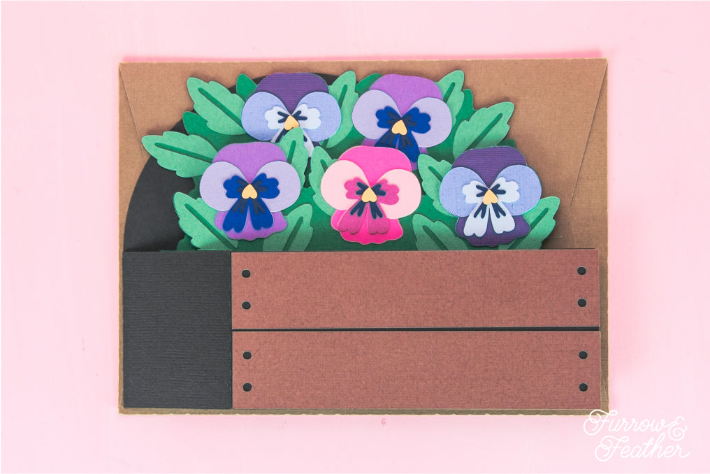 Garden Box with Pansies Card - Spring Card SVG
