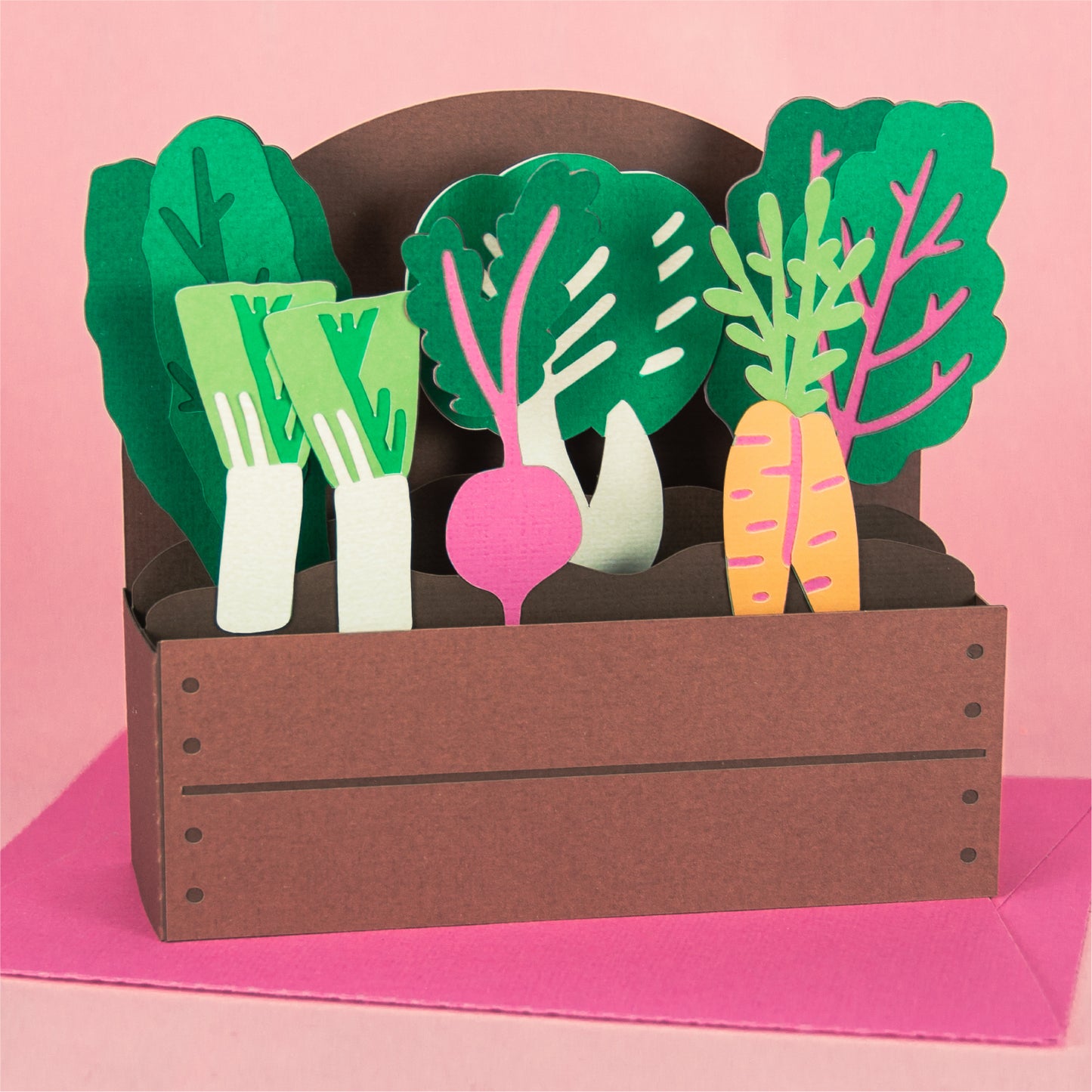 Garden Bed with Spring Veggies Card - 3D Gardening Card SVG