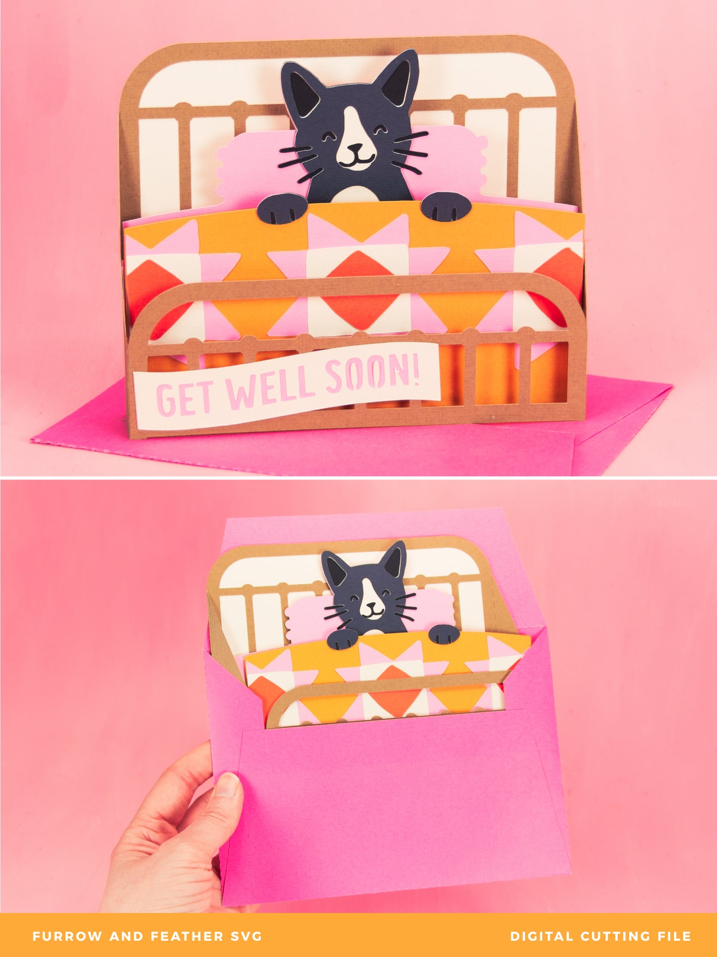 Get Well Soon Cat Card | Sympathy Card SVG