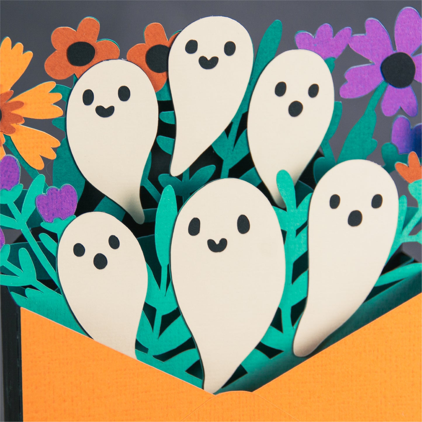 Ghosts in Envelope Card SVG - 3D Halloween SVG