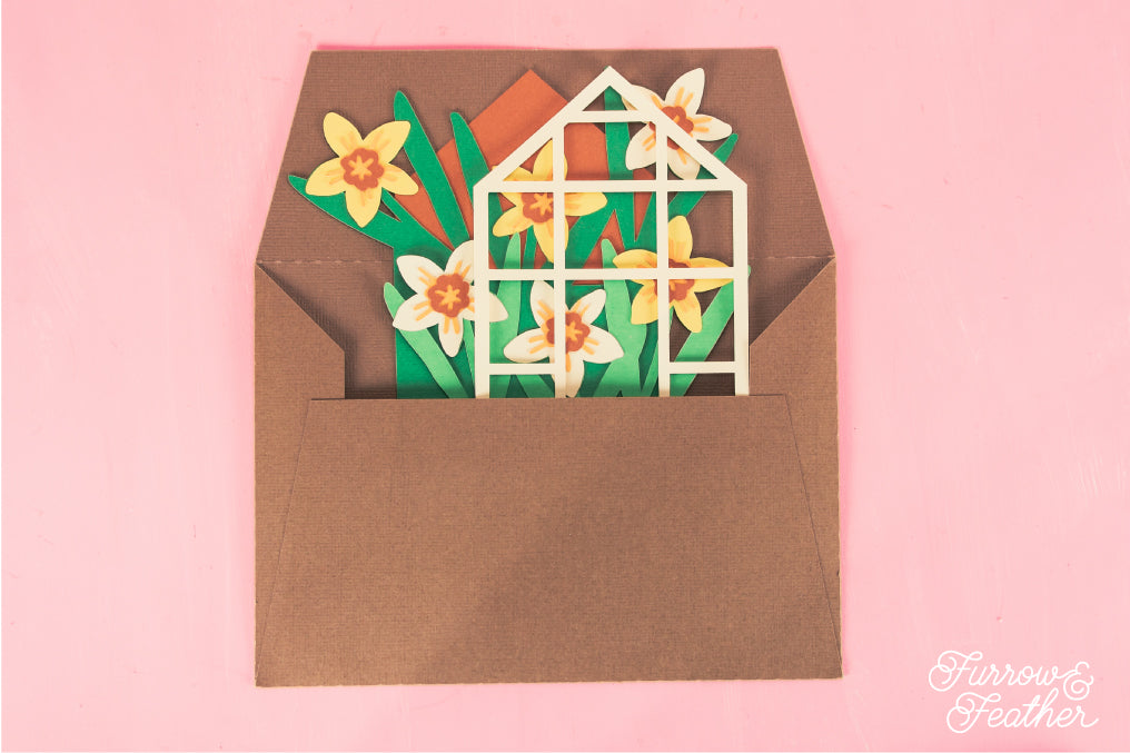 Daffodil Greenhouse Card - Spring Card SVG
