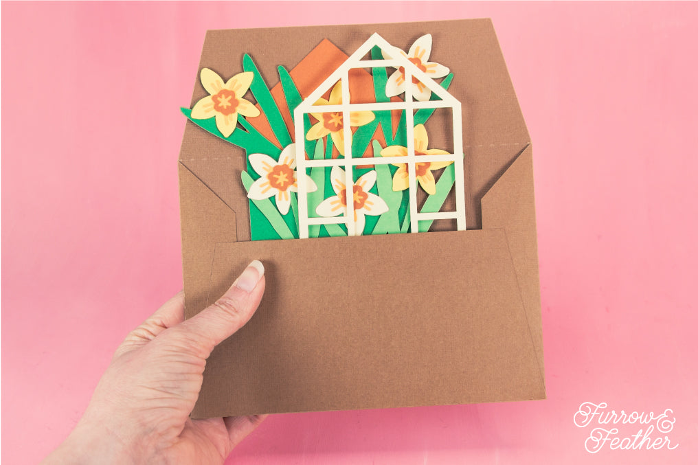 Daffodil Greenhouse Card - Spring Card SVG