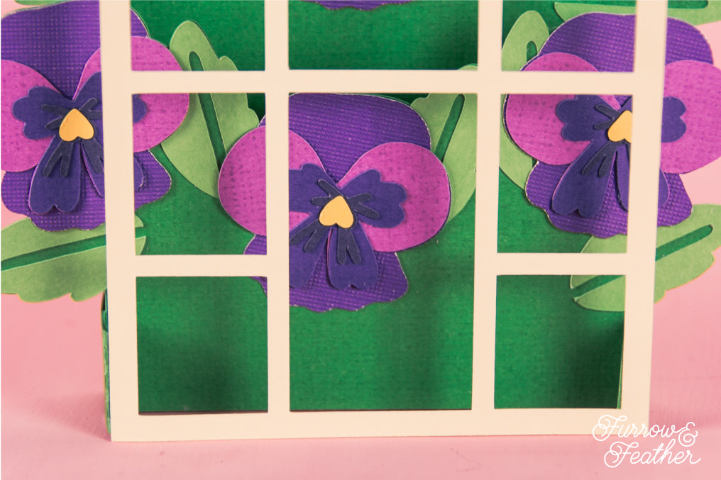 Pansies Greenhouse Card - Spring Card SVG