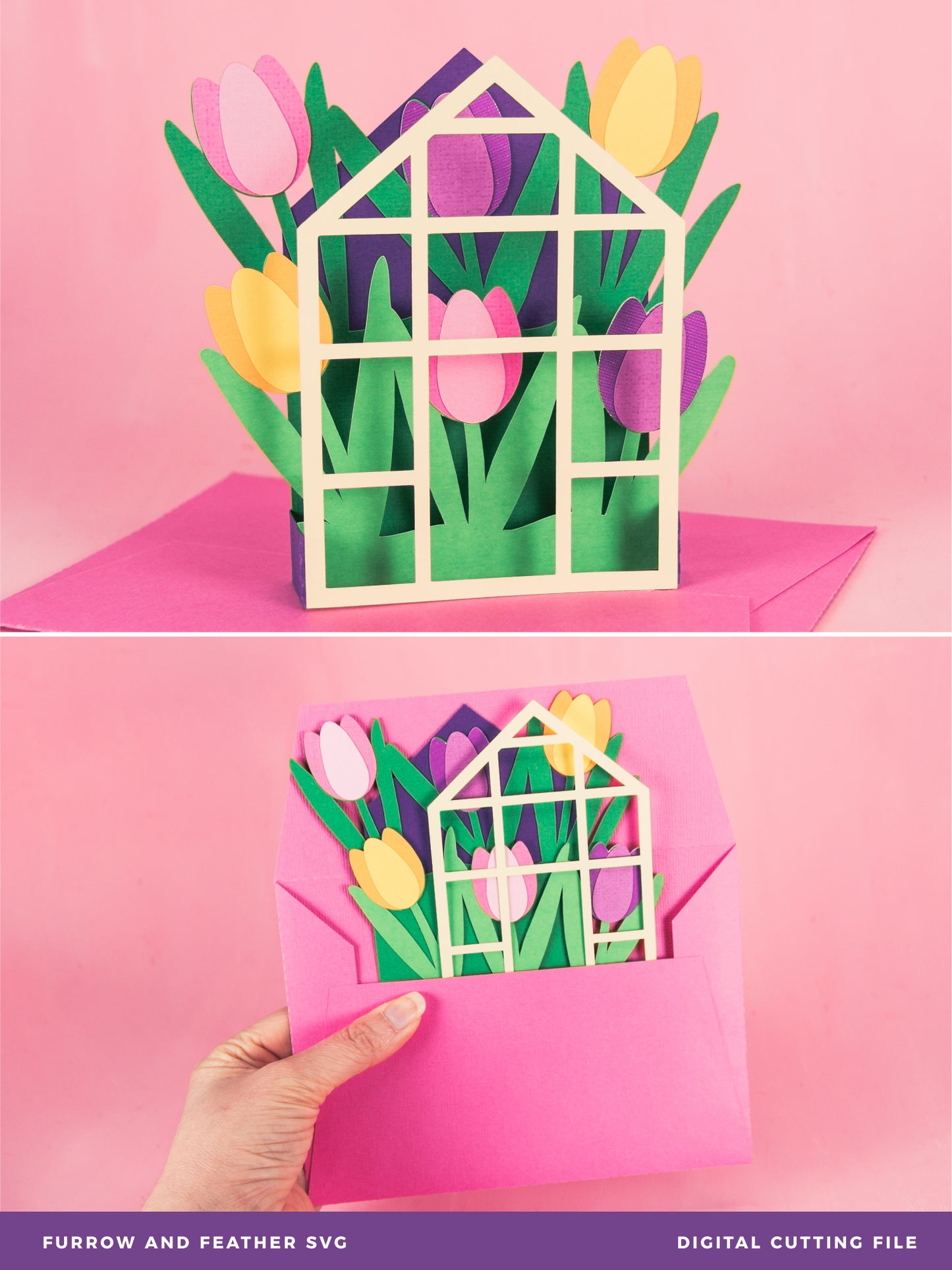 Tulips Greenhouse Card - Spring Card SVG