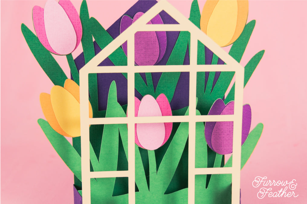 Tulips Greenhouse Card - Spring Card SVG