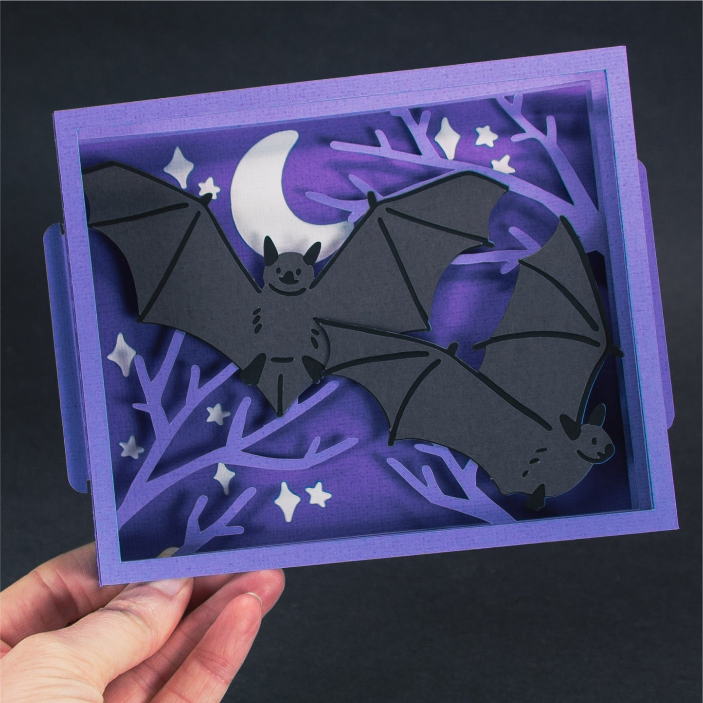 Halloween Bats Card - 3D Halloween SVG
