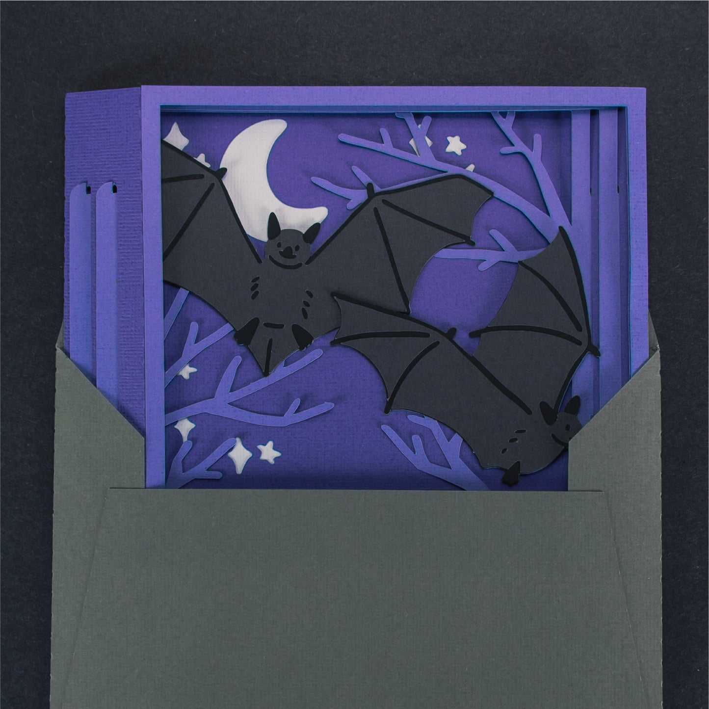 Halloween Bats Card - 3D Halloween SVG