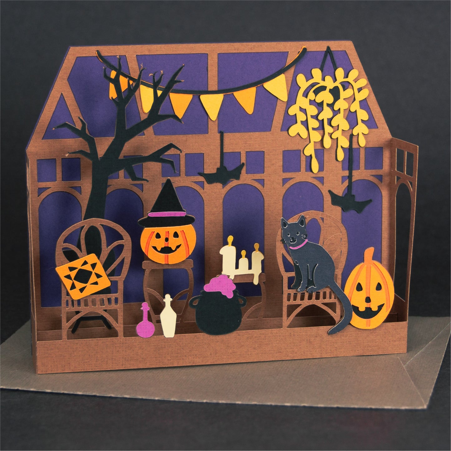 Halloween Sunroom Card - 3D Autumn Card SVG