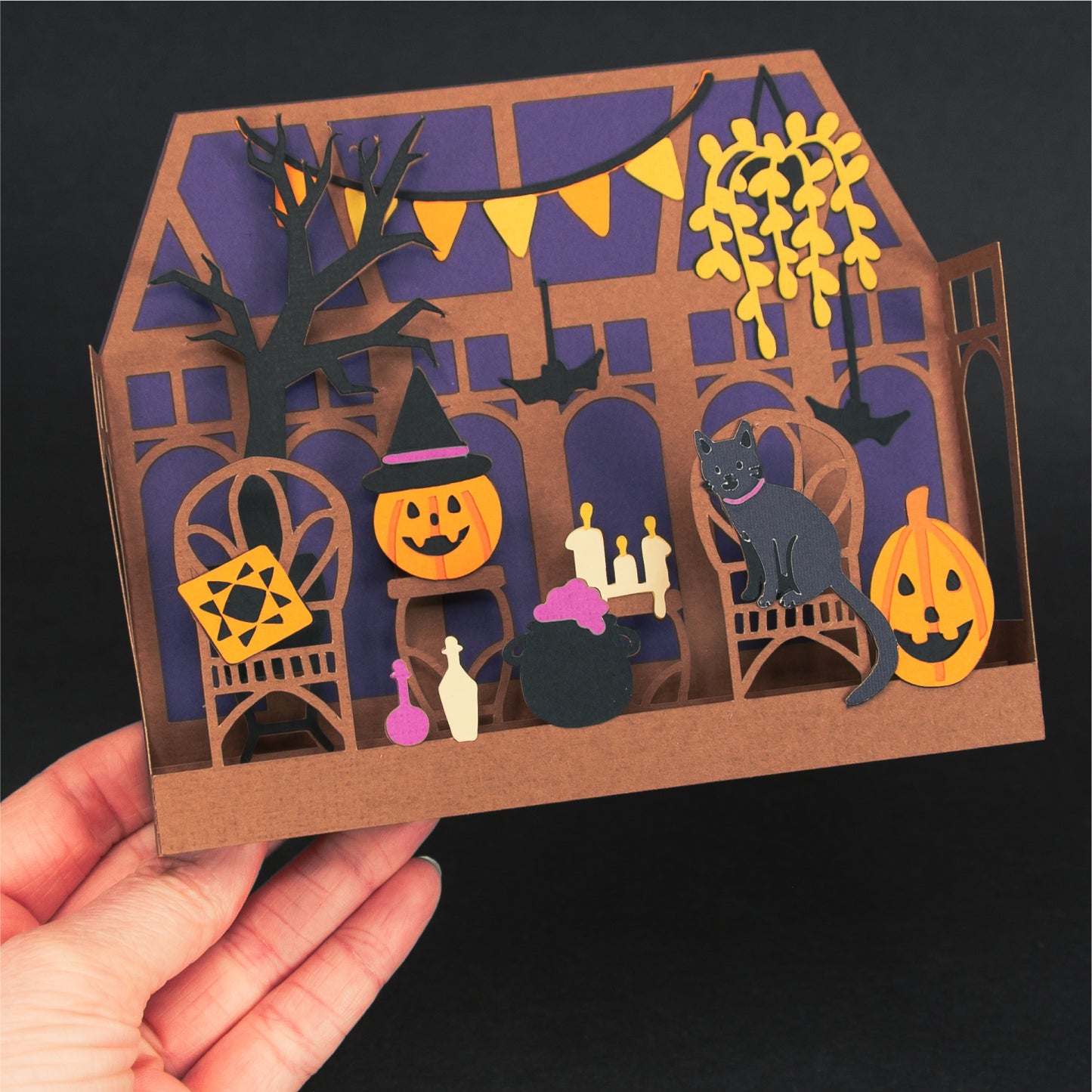 Halloween Sunroom Card - 3D Autumn Card SVG