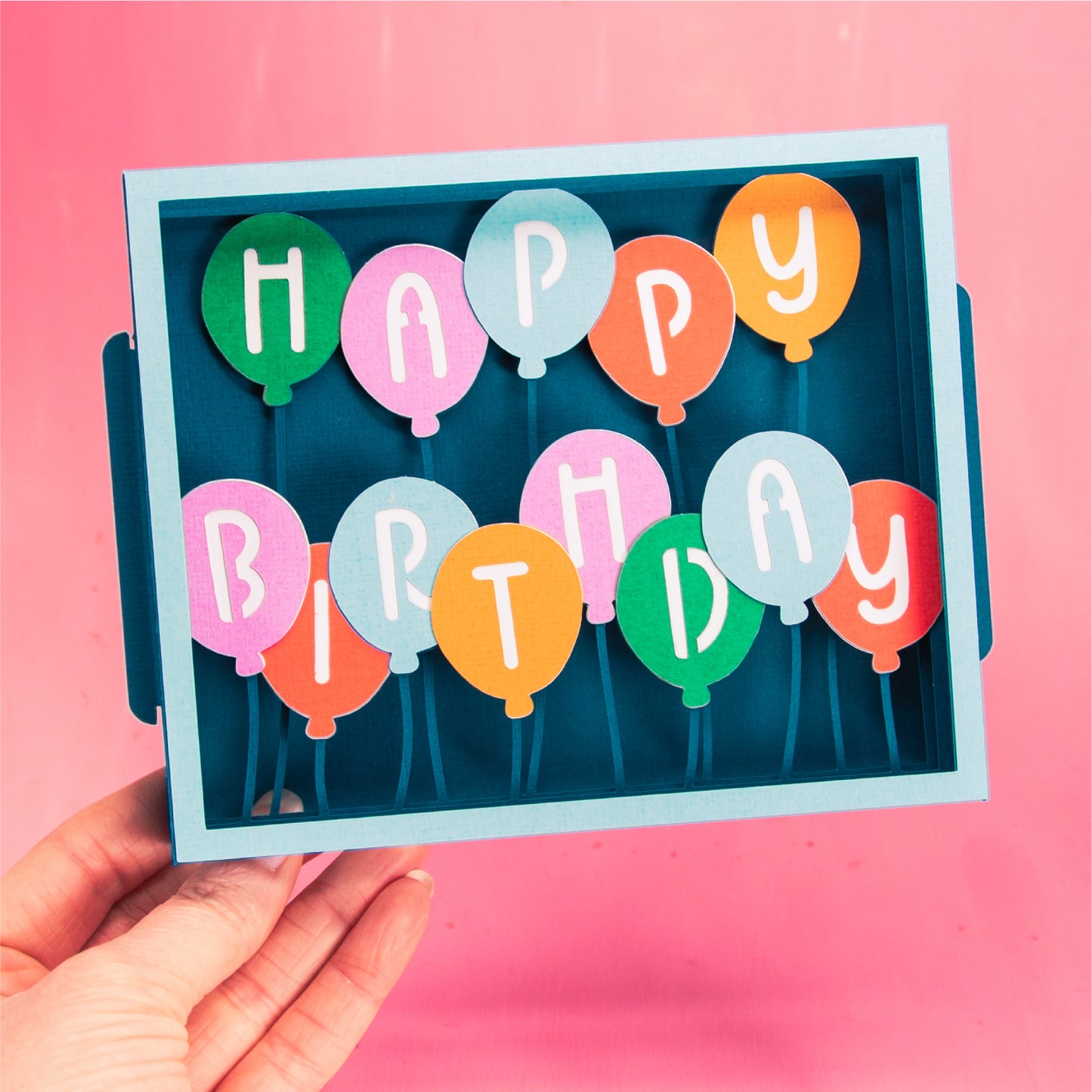 Happy Birthday Balloons Card - 3D Birthday Card SVG
