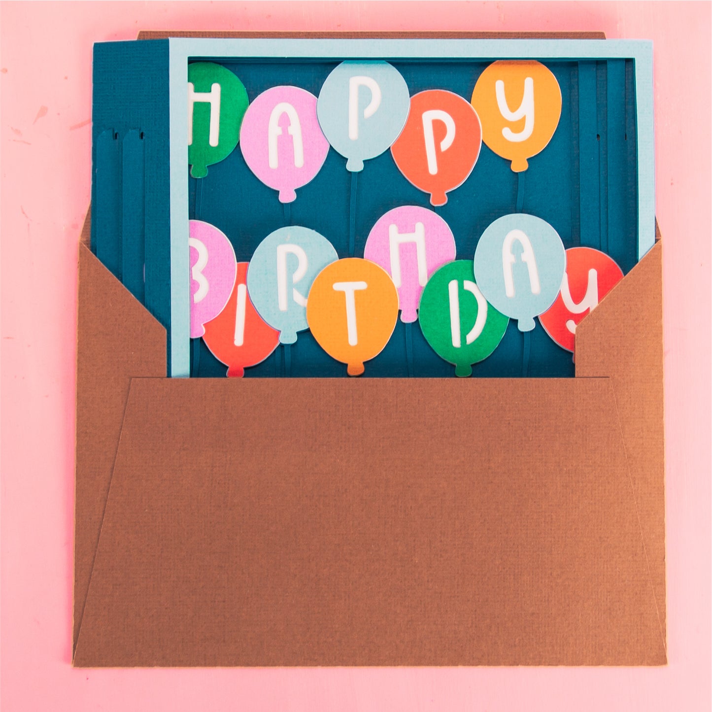 Happy Birthday Balloons Card - 3D Birthday Card SVG