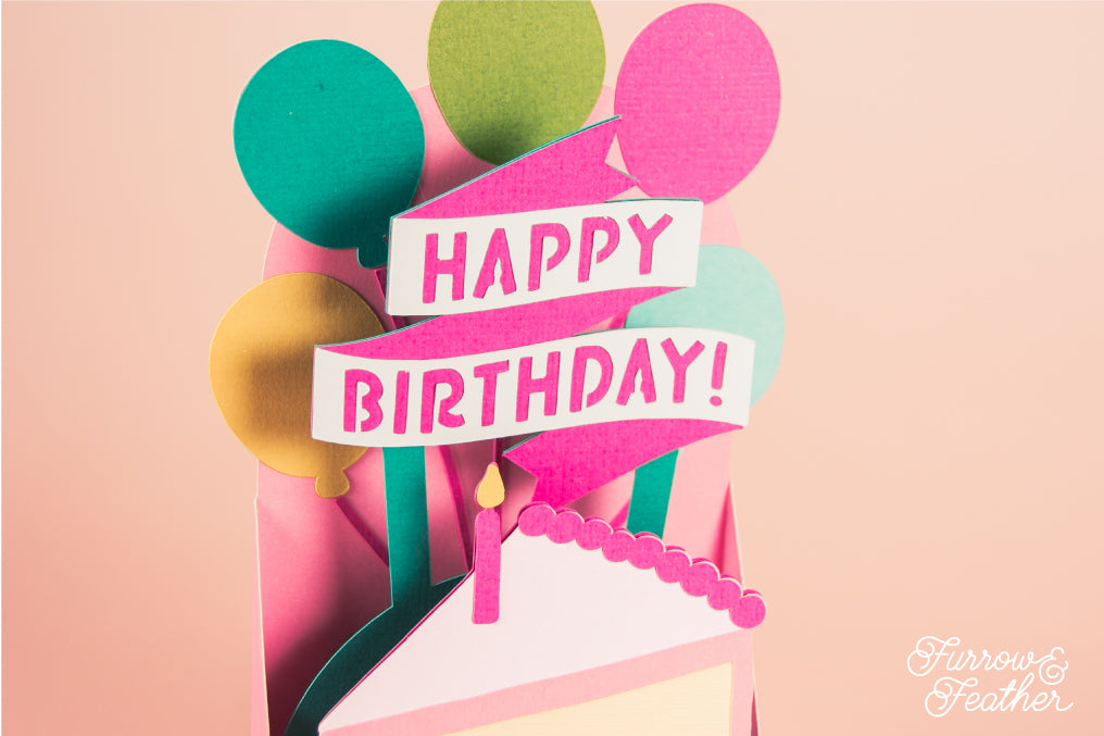Happy Birthday Cake Slice Card - 3D Birthday Card SVG