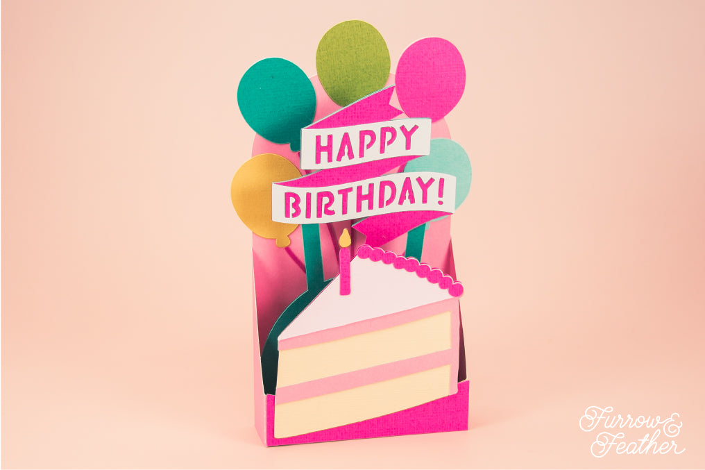 Happy Birthday Cake Slice Card - 3D Birthday Card SVG