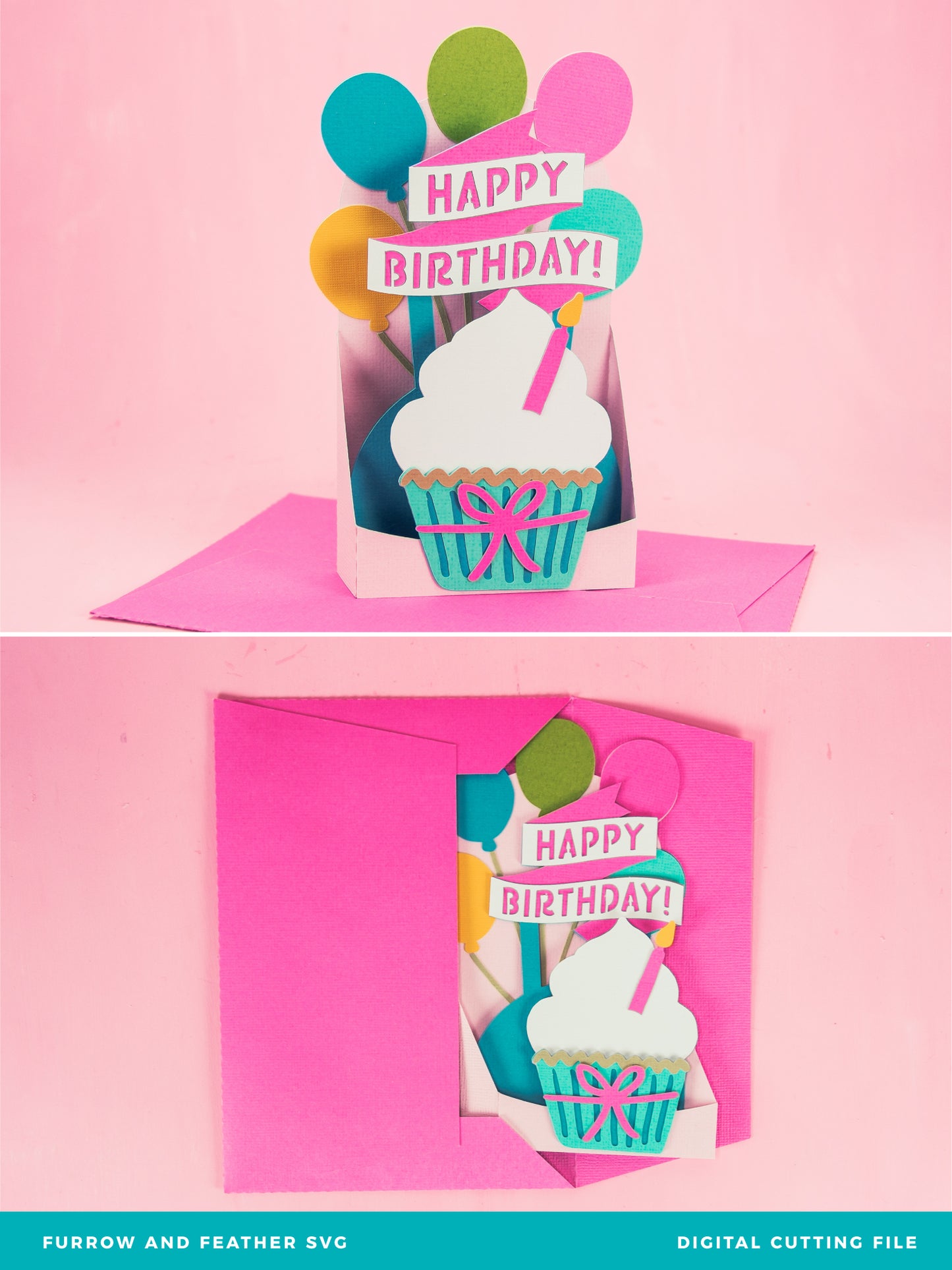 Happy Birthday Cupcake Card - 3D Card SVG