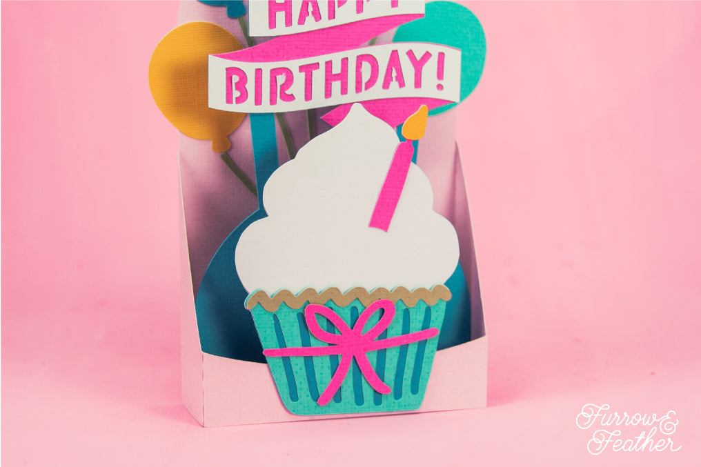 Happy Birthday Cupcake Card - 3D Card SVG