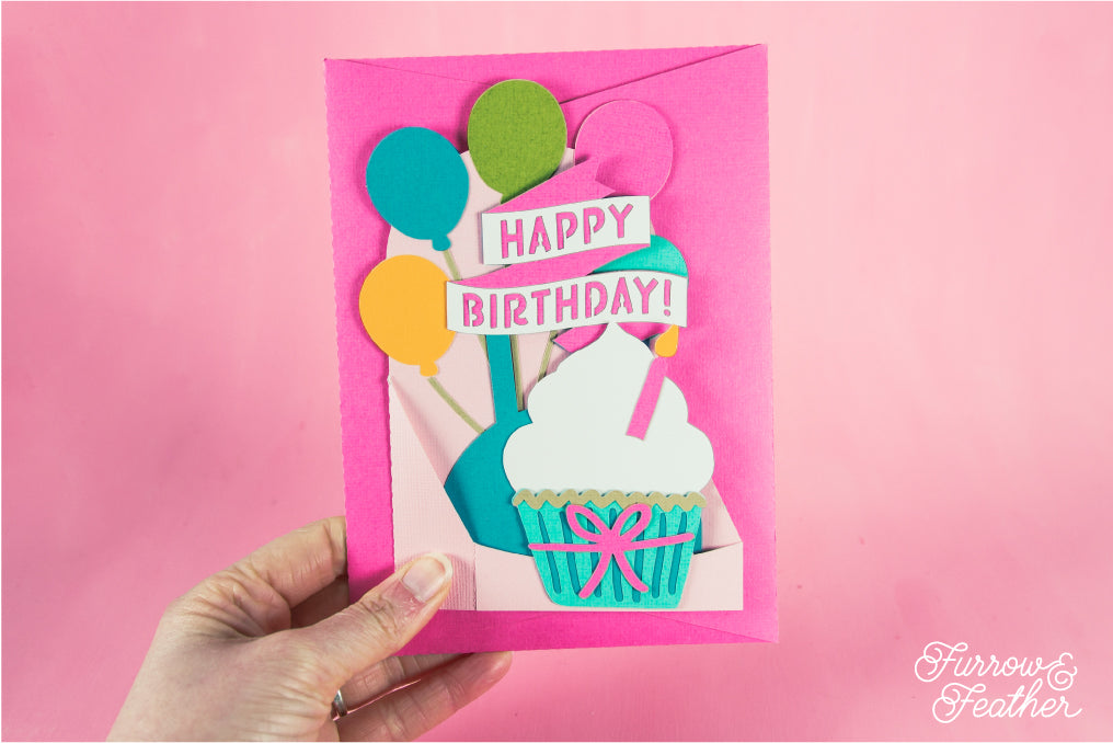 Happy Birthday Cupcake Card - 3D Card SVG