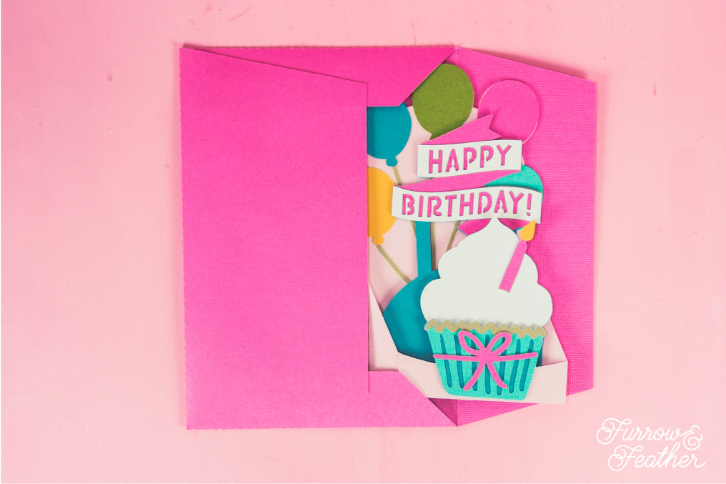 Happy Birthday Cupcake Card - 3D Card SVG