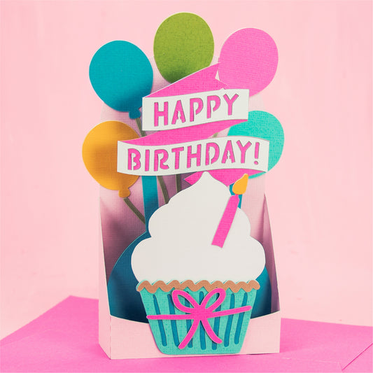 Happy Birthday Cupcake Card - 3D Card SVG