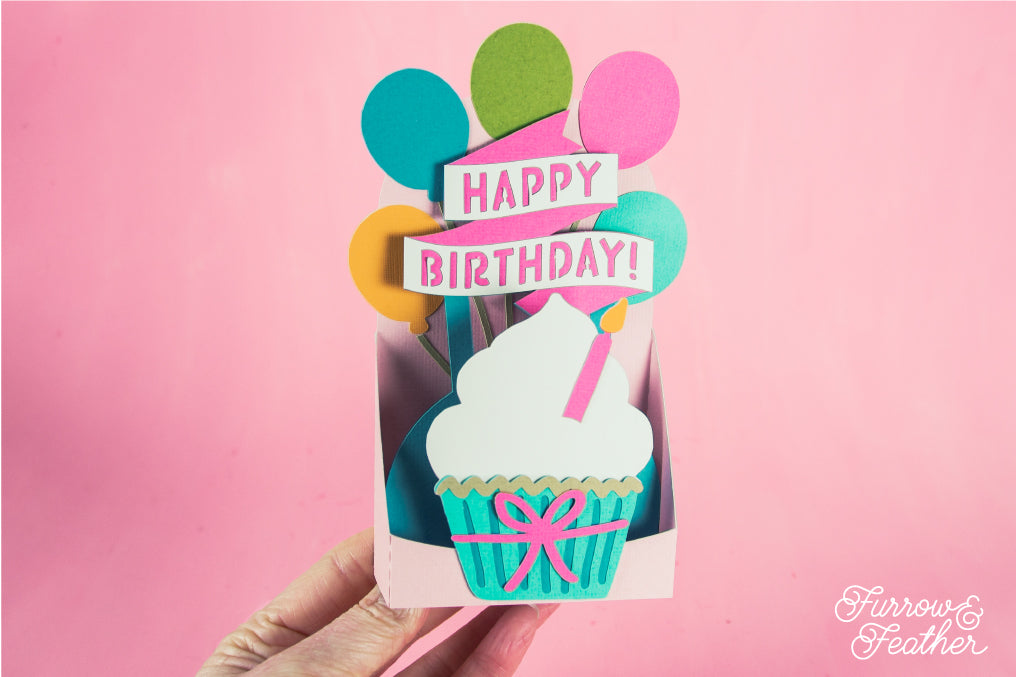 Happy Birthday Cupcake Card - 3D Card SVG