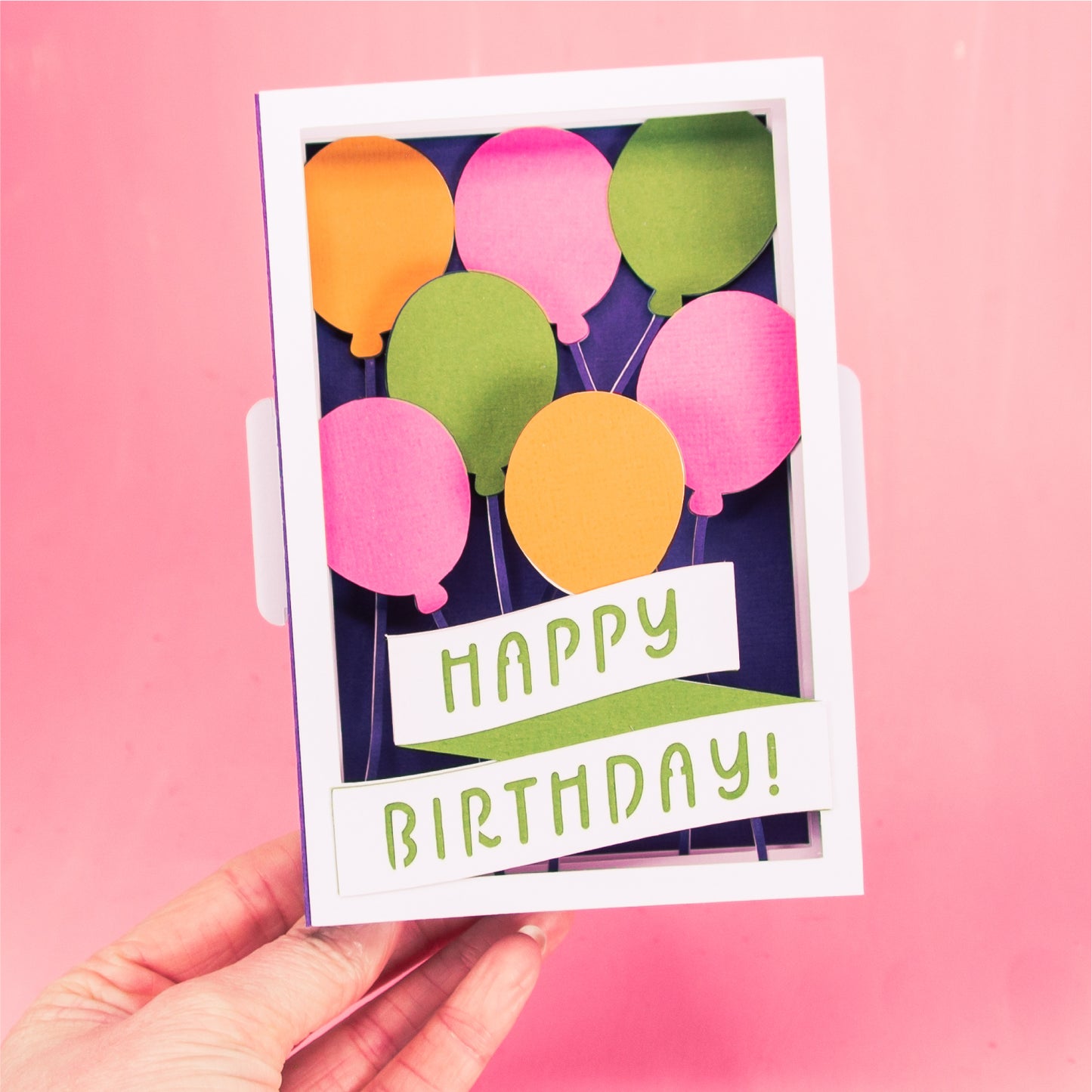 Happy Birthday Layered Balloons Card - 3D Birthday Card SVG