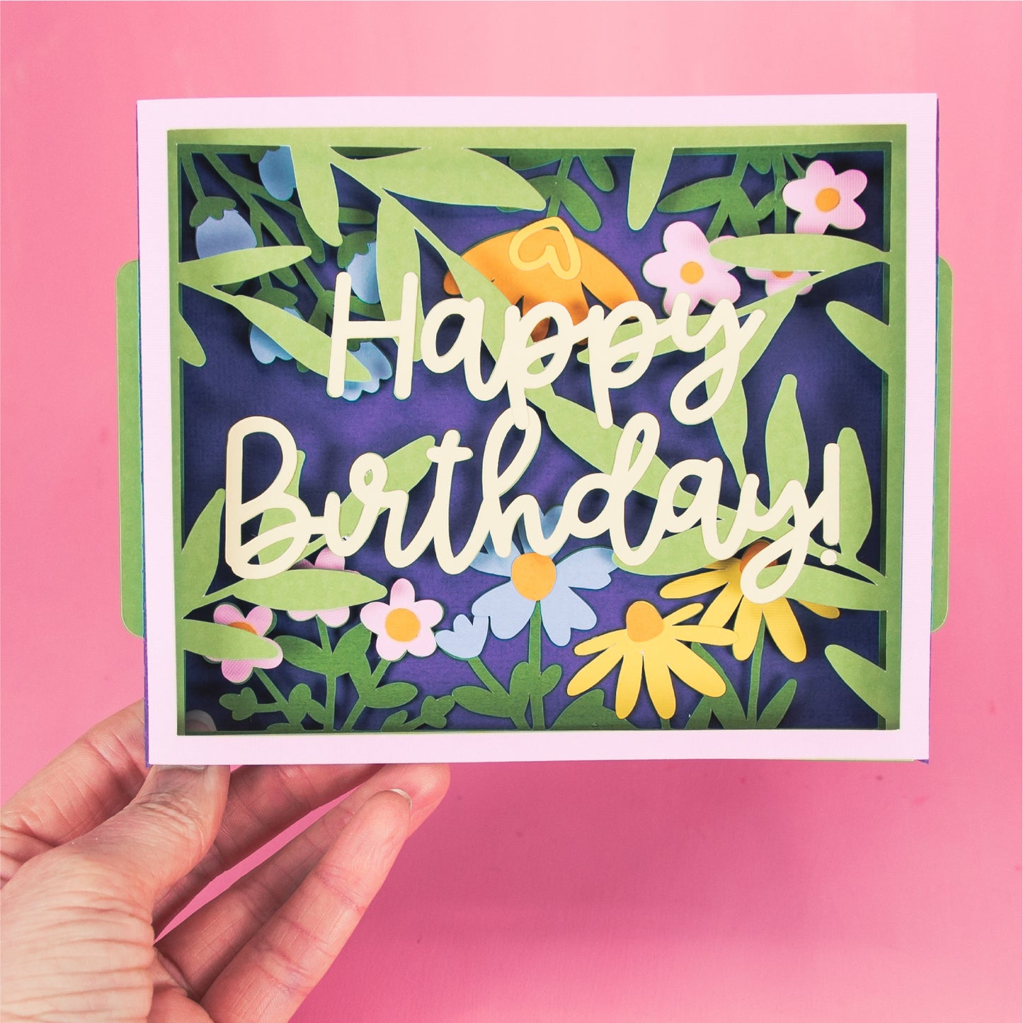 Birthday Card Layered with Flowers - 3D Birthday Card SVG