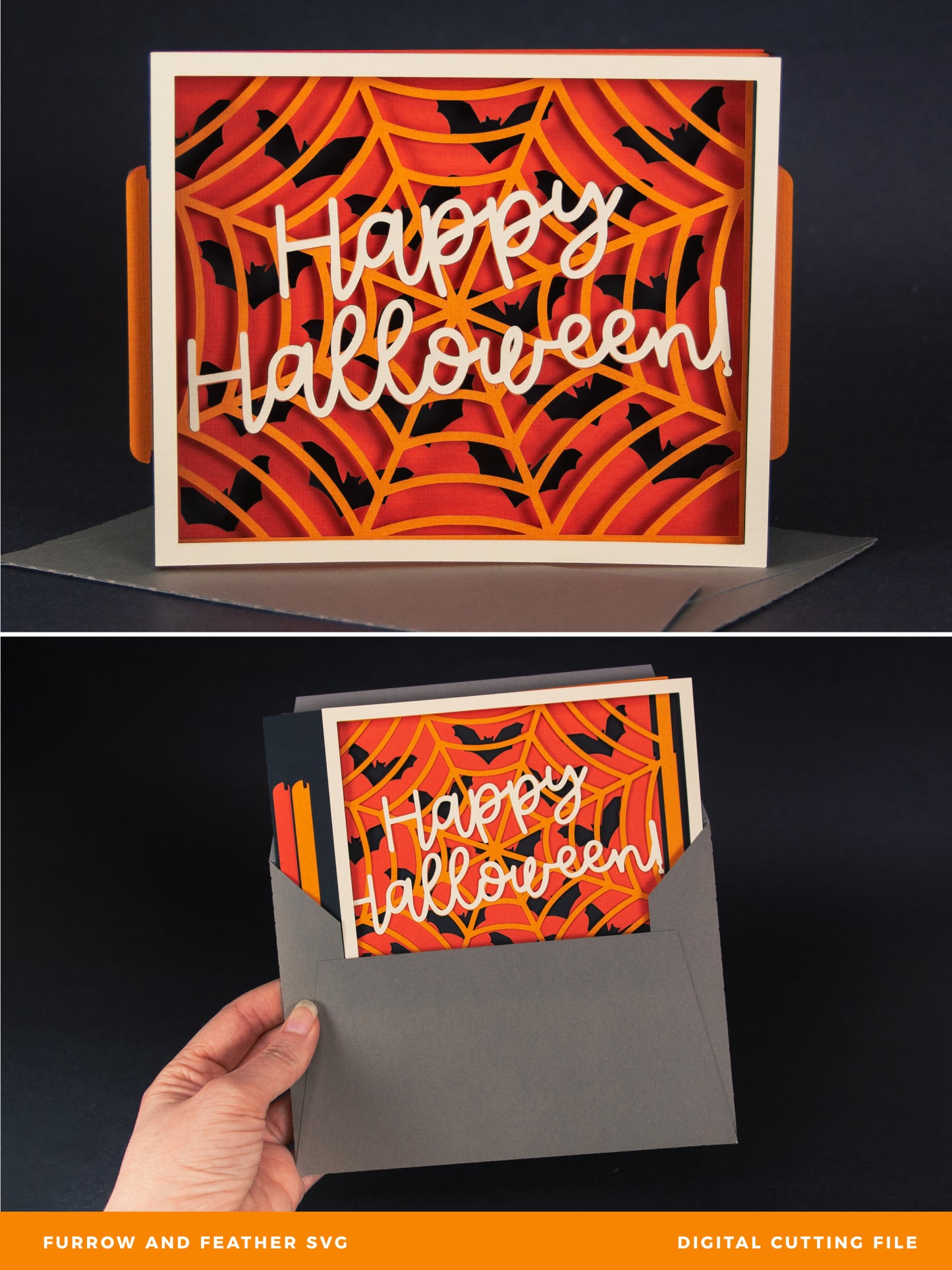 Happy Halloween Card SVG - 3D Halloween SVG