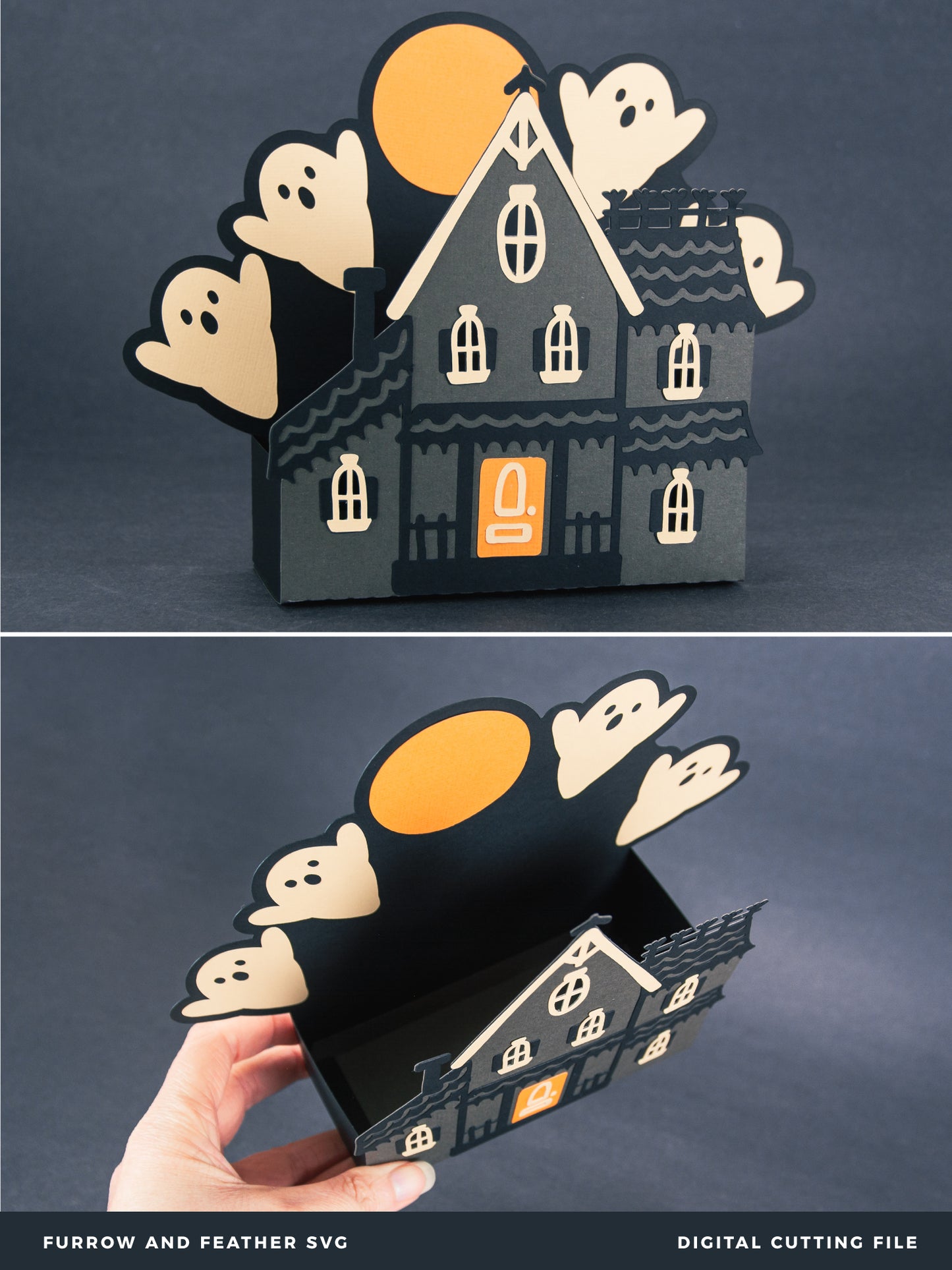 Haunted House Gift Box SVG - 3D Halloween SVG