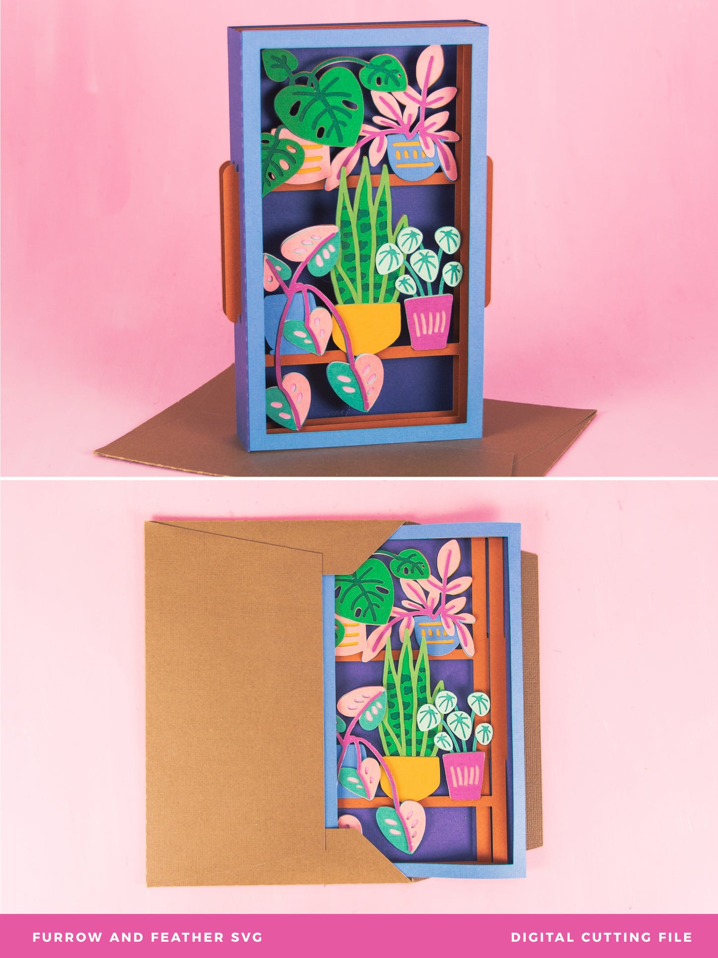 House Plant Shelf Card - 3D Any Occasion Card SVG