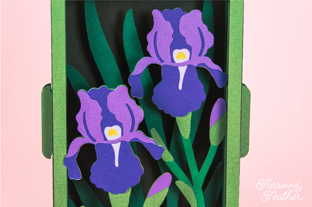 Garden Irises Card - 3D Floral Card SVG