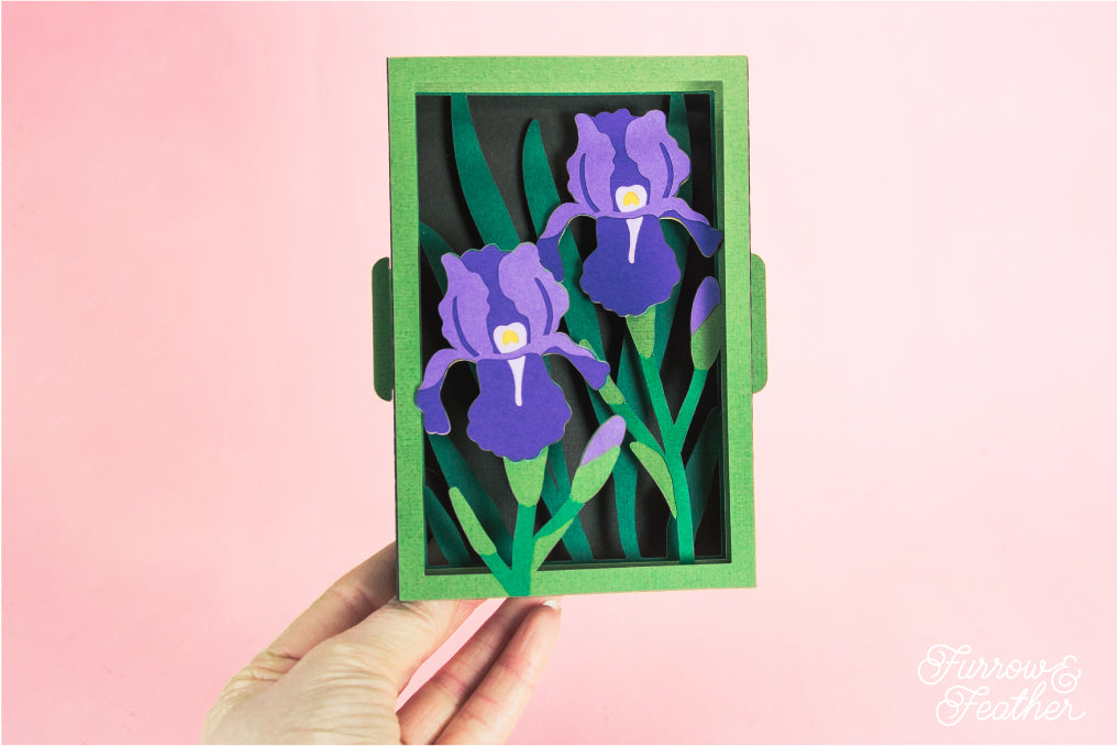 Garden Irises Card - 3D Floral Card SVG