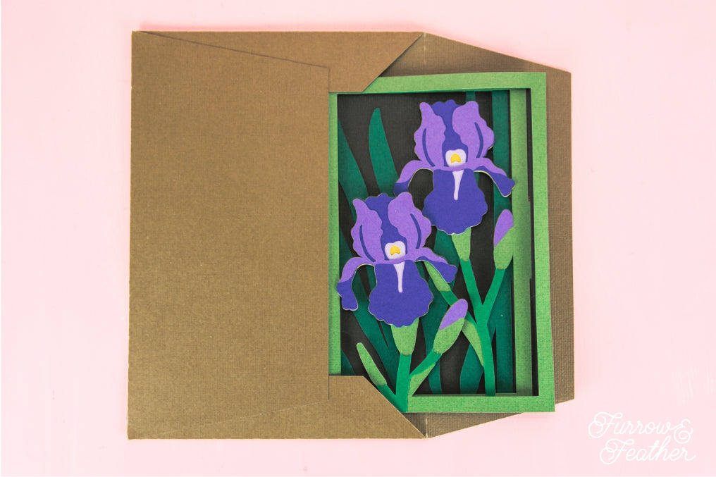 Garden Irises Card - 3D Floral Card SVG