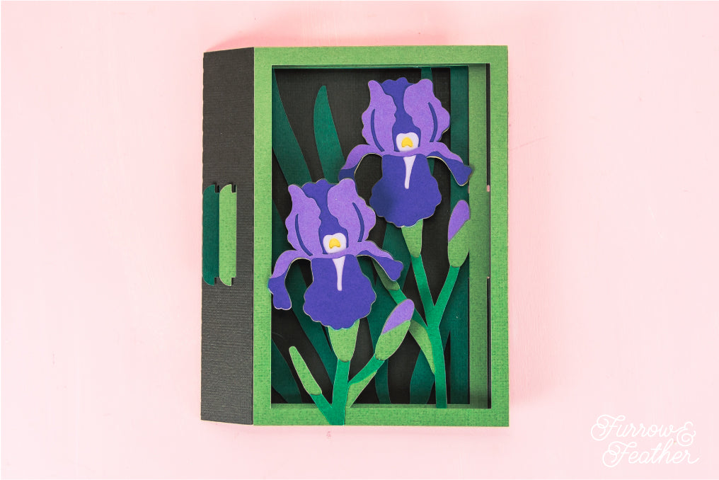 Garden Irises Card - 3D Floral Card SVG