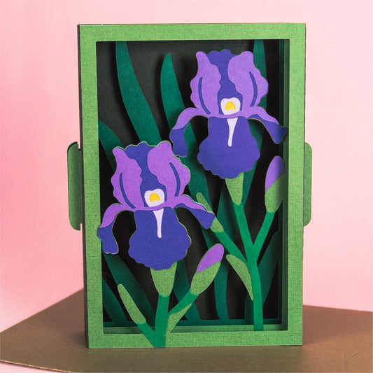Garden Irises Card - 3D Floral Card SVG