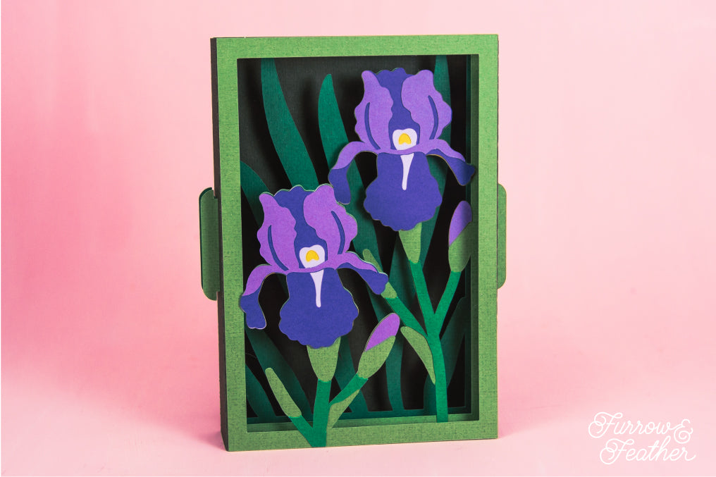 Garden Irises Card - 3D Floral Card SVG