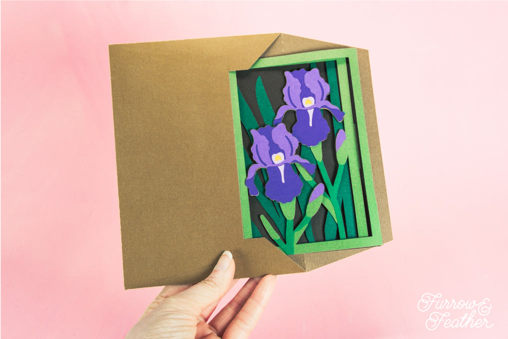 Garden Irises Card - 3D Floral Card SVG