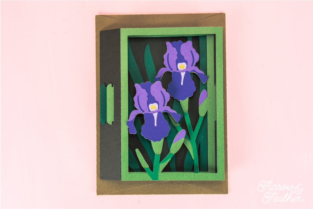 Garden Irises Card - 3D Floral Card SVG