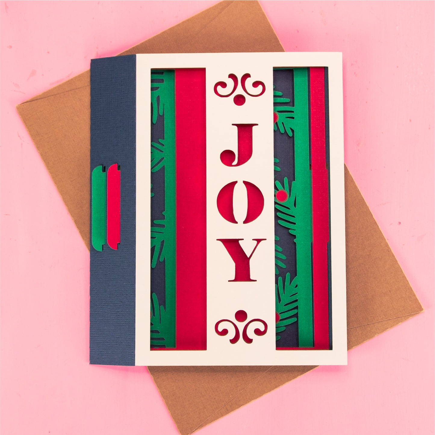 Joy Christmas Card - 3D Christmas Card SVG