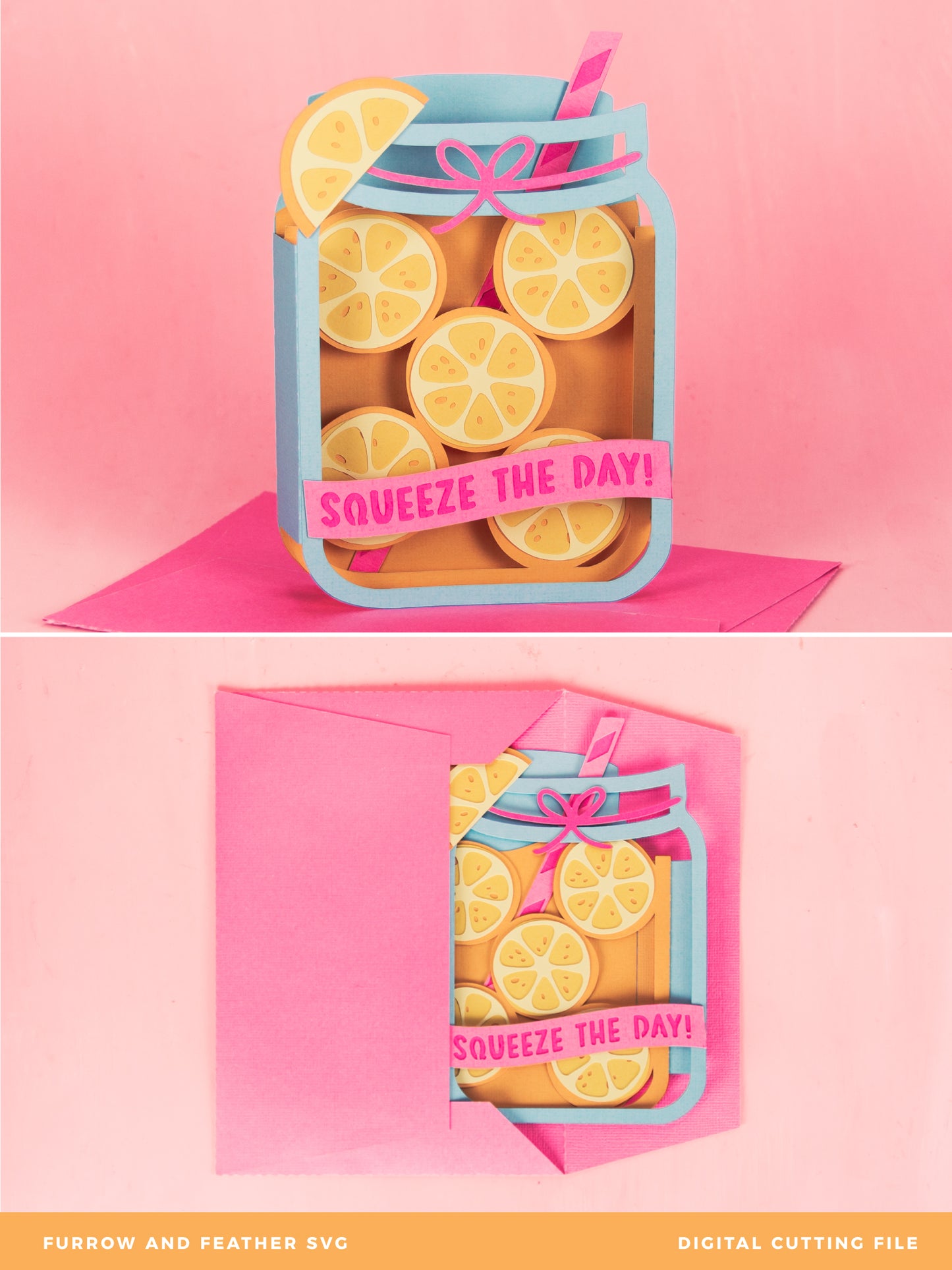 Squeeze the Day! 3D Lemonade Summer Card SVG
