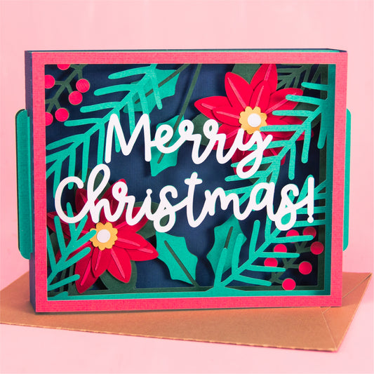 Merry Christmas Layered Card - 3D Christmas Card SVG