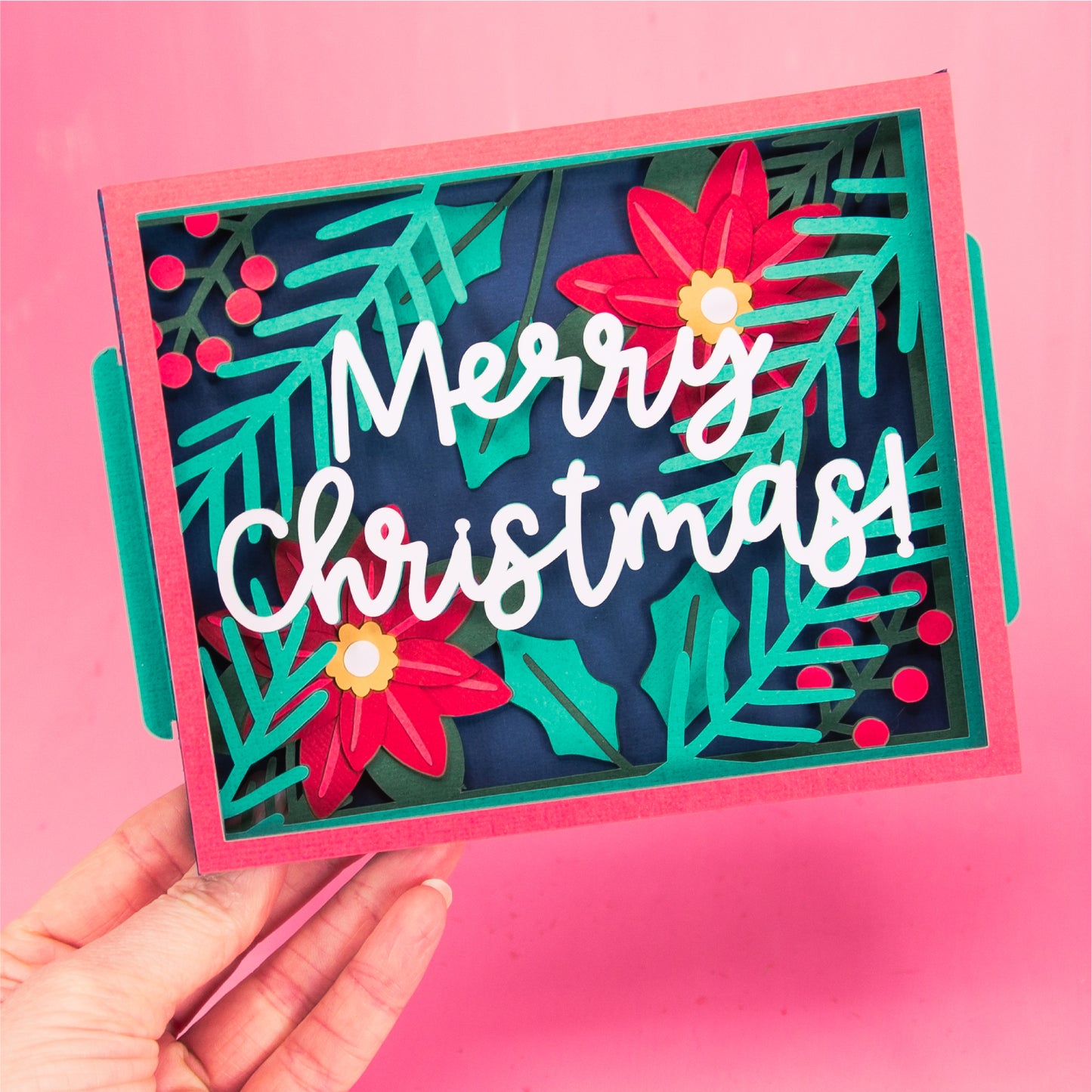 Merry Christmas Layered Card - 3D Christmas Card SVG
