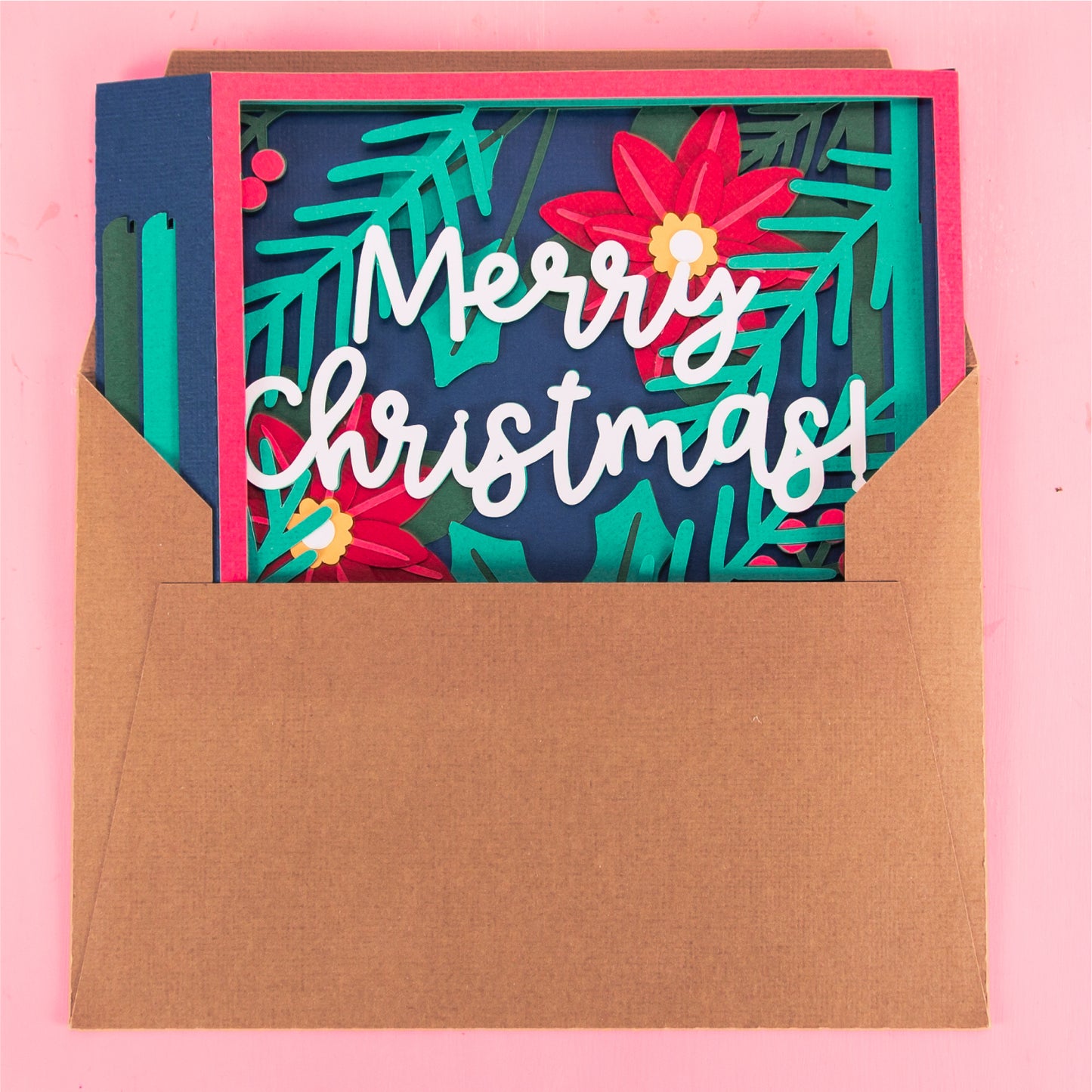 Merry Christmas Layered Card - 3D Christmas Card SVG
