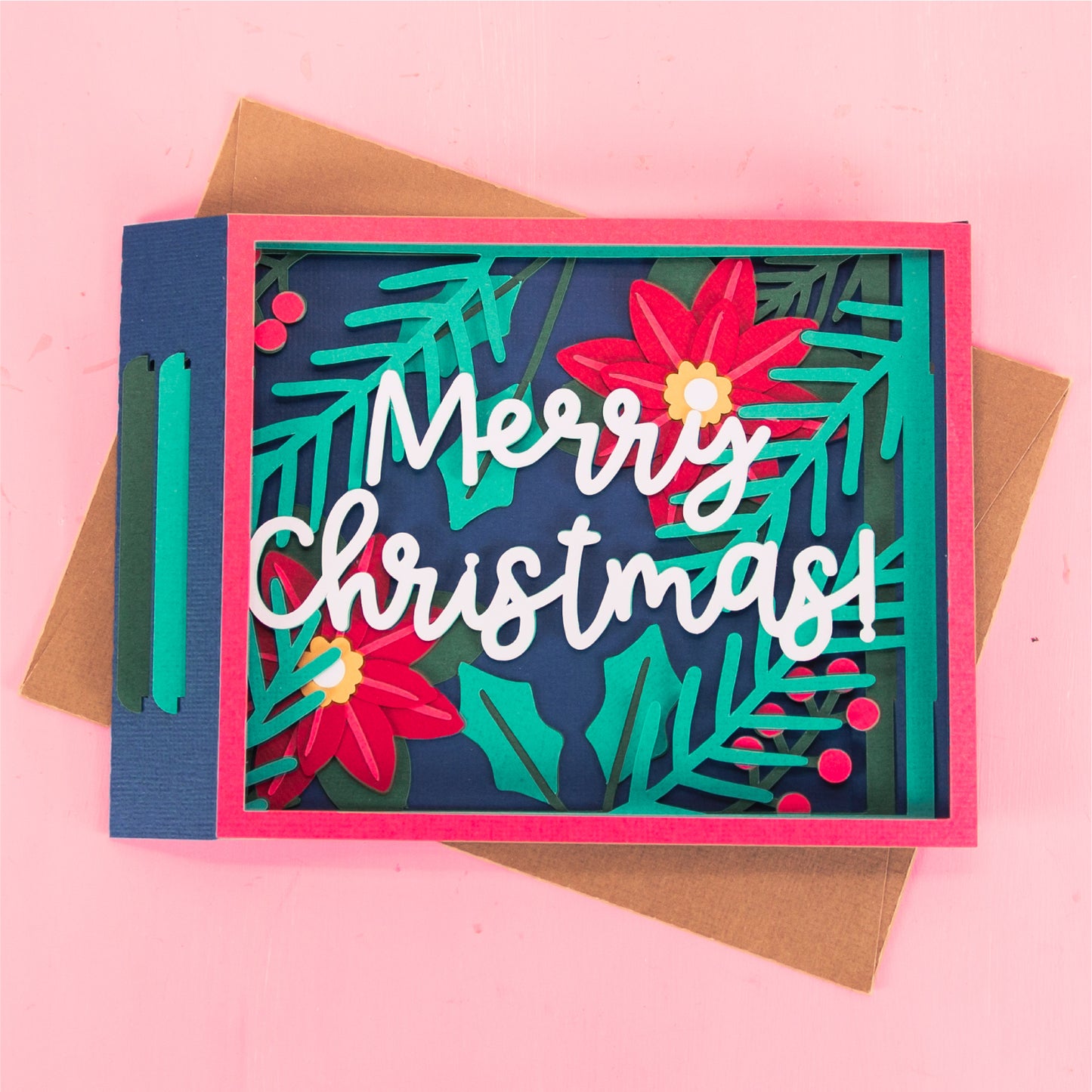 Merry Christmas Layered Card - 3D Christmas Card SVG