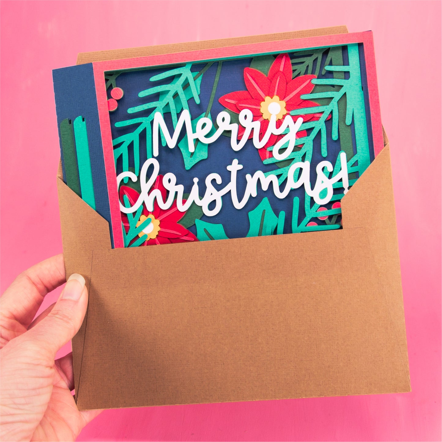 Merry Christmas Layered Card - 3D Christmas Card SVG