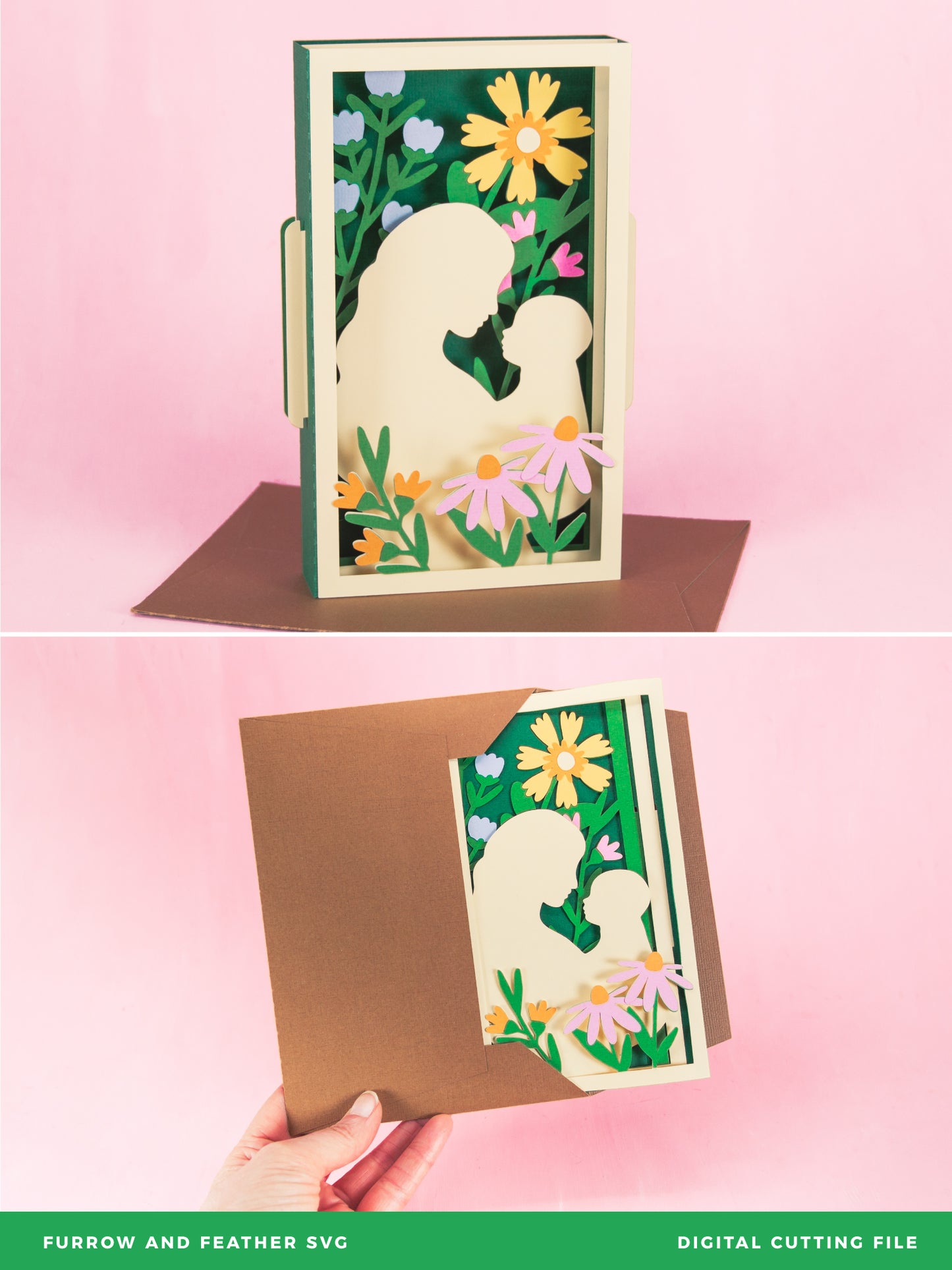 Mom and Baby Card with Flowers - 3D New Baby Card SVG